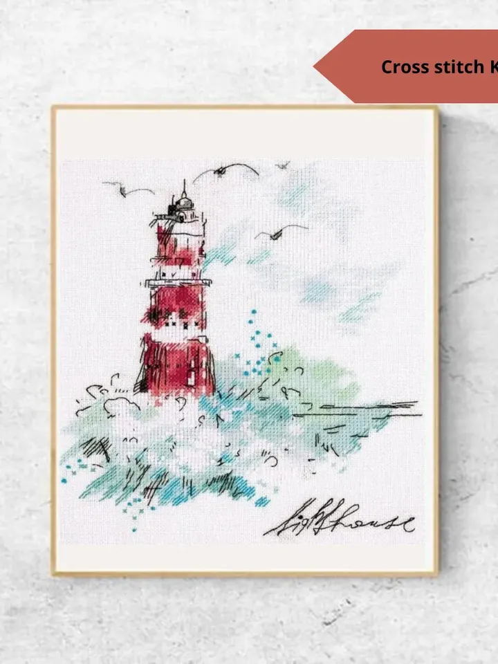 Guiding Lighthouse Cross Stitch Kit Counted Cross Stitch Seascape embroidery design PANNA MT-1906