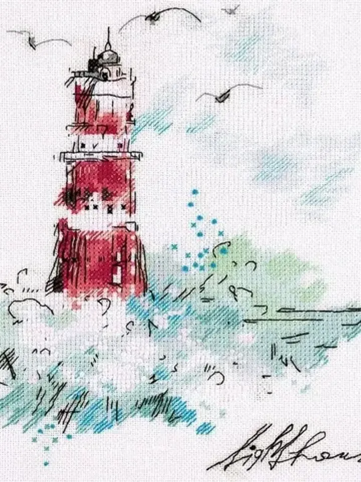 Guiding Lighthouse Cross Stitch Kit Counted Cross Stitch Seascape embroidery design PANNA MT-1906