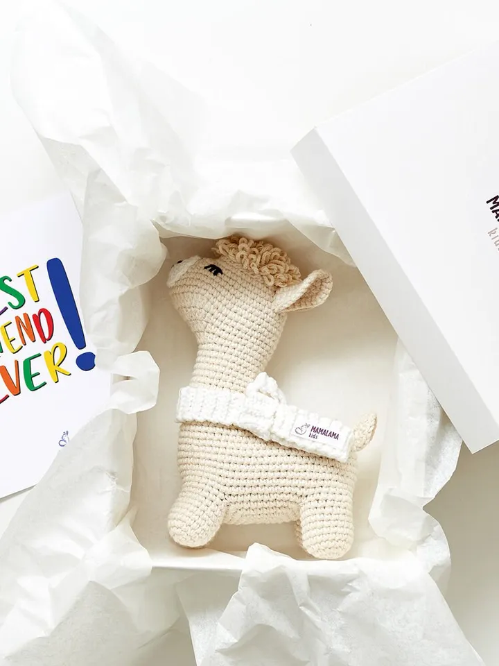 Best friends forever birthday gift box with llama alpaca plush toy. Cute unique friendship present for a long distance bestie buddy forever