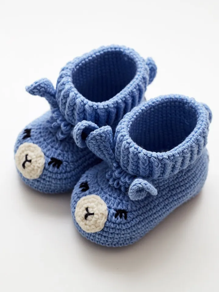 Merry Christmas decoration baby nursery shower sprinkle cute crochet gift idea Blue newborn boy llama alpaca animal booties slippers present