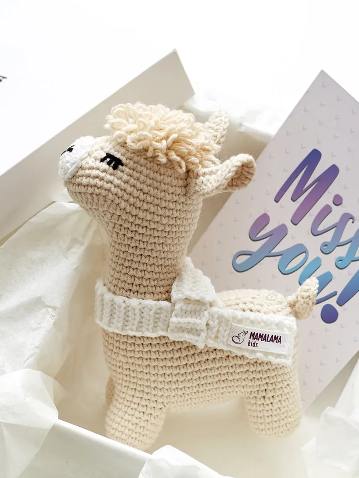 Miss you boyfriend girlfriend Crochet llama toy box Thinking of you gift Wish you were here missing present husband wife bestie friend