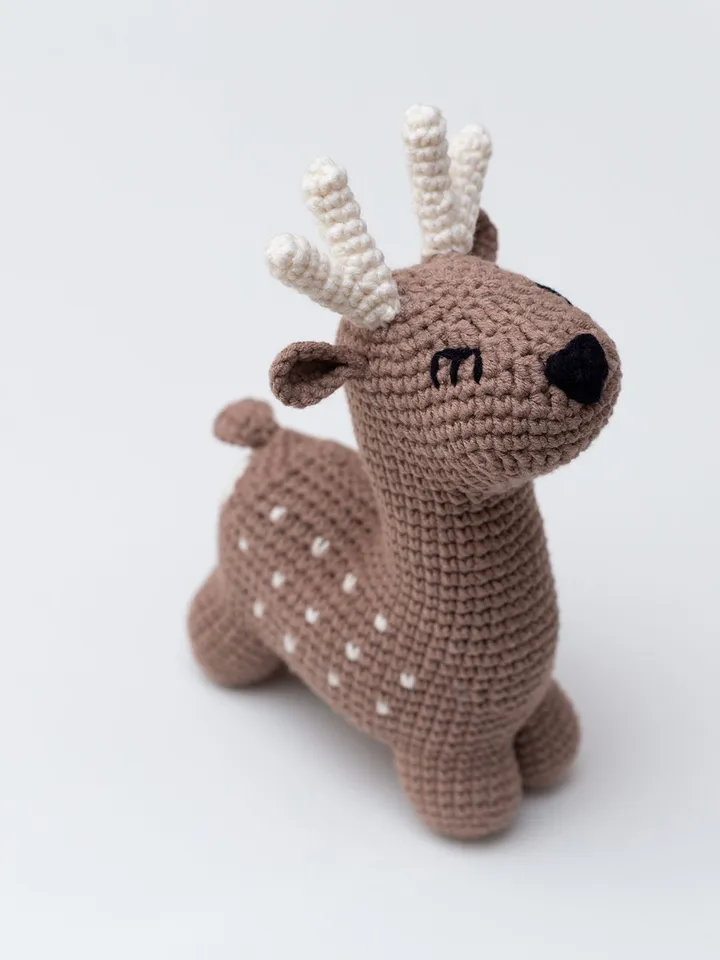Gift for expect parent with unique crochet deer toy animal woodland baby booties basket set Pregnancy new baby reveal gender neutral box