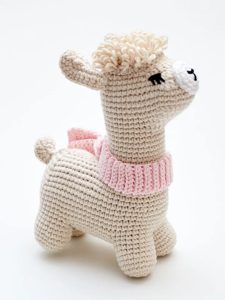 New mom gift basket with crochet llama toy animal baby booties Welcome baby girl coming home gift set
