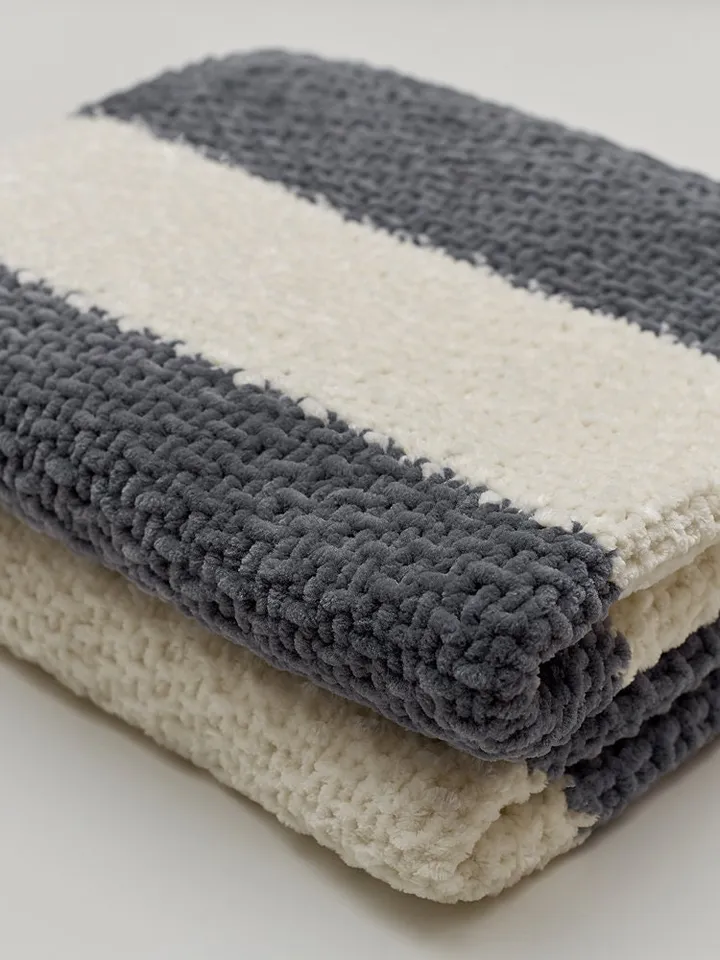 Grey white striped baby blanket