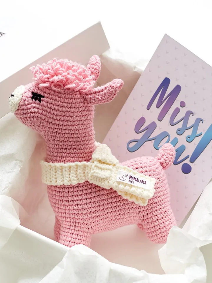 Miss you boyfriend girlfriend Crochet llama toy box Thinking of you gift Wish you were here missing present husband wife bestie friend