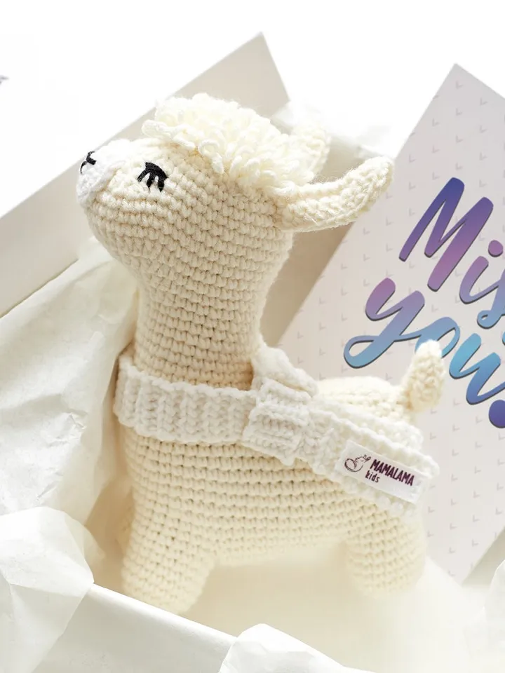 Miss you boyfriend girlfriend Crochet llama toy box Thinking of you gift Wish you were here missing present husband wife bestie friend