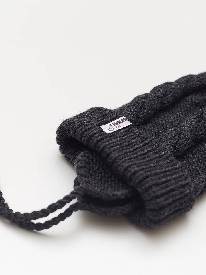 6-9 month baby boy gray hat pom pom from merino wool organic