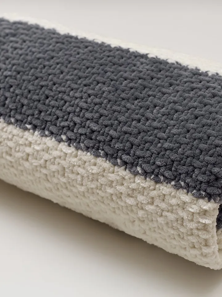 Grey white striped baby blanket