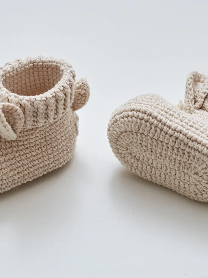 Baby booties neutral beige newborn gift for gender reveal shower party Pregnancy congrats sweet baby photo props shoes