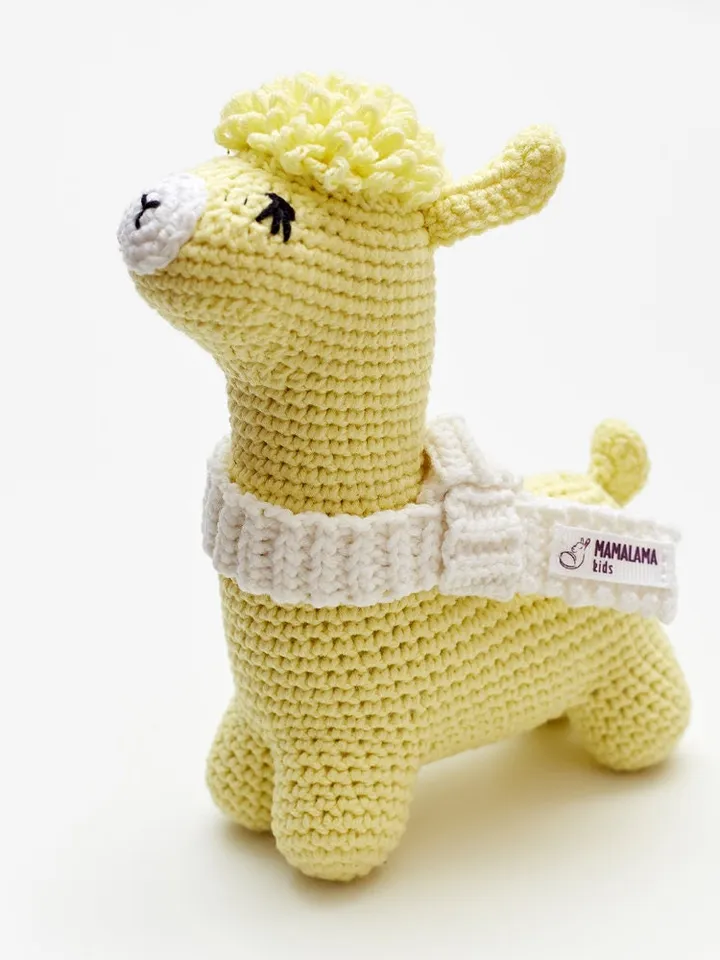 We are expecting Pregnancy reveal gift box Cute Gender neutral boy girl present basket ideas Crochet yellow llama alpaca nursery plush toy