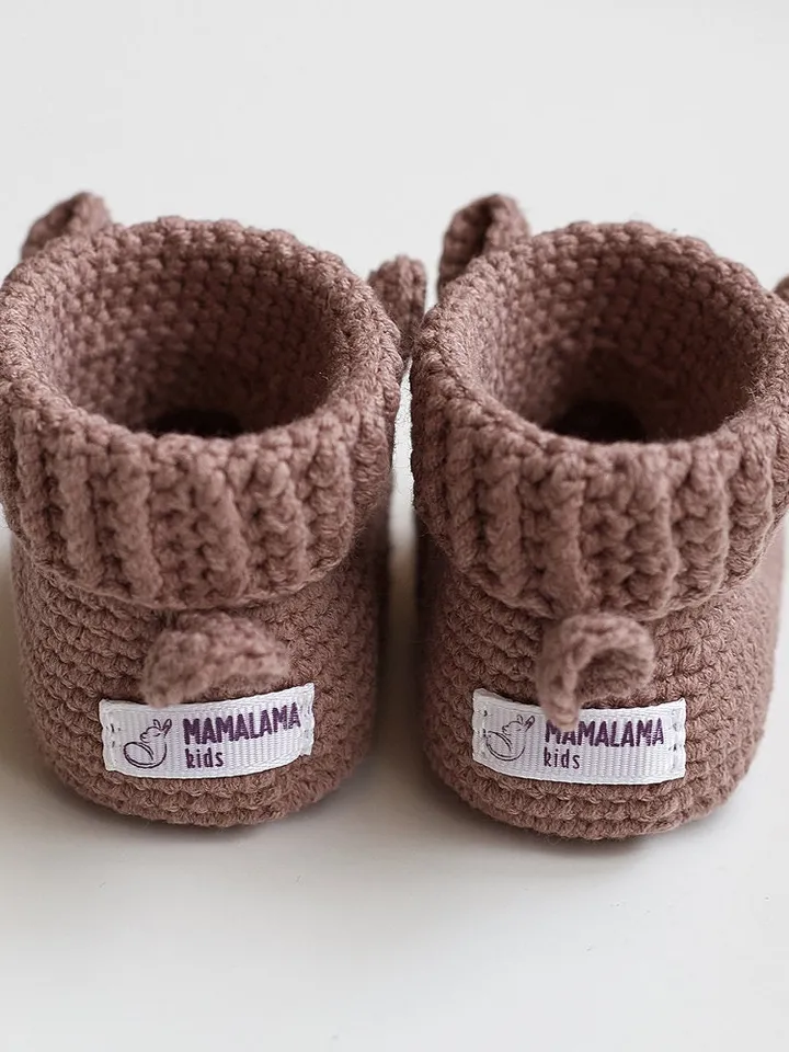 Baptism gender neutral baby outfit gift Crochet llama shower booties newborn set Pregnancy present basket Organic eco friendly animal shoes