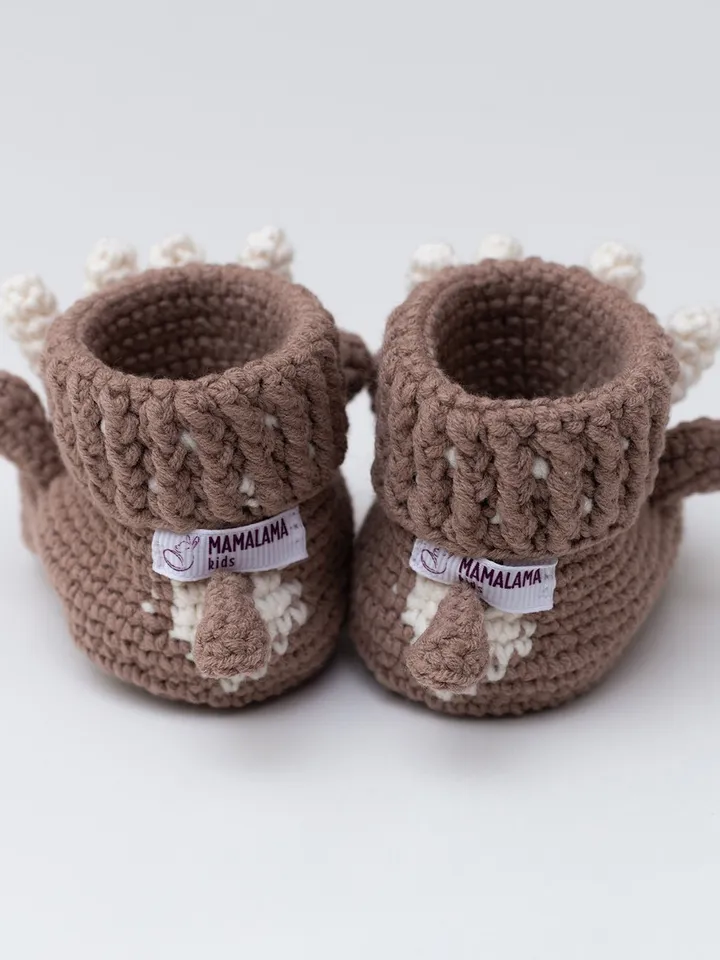 Gift for expect parent with unique crochet deer toy animal woodland baby booties basket set Pregnancy new baby reveal gender neutral box