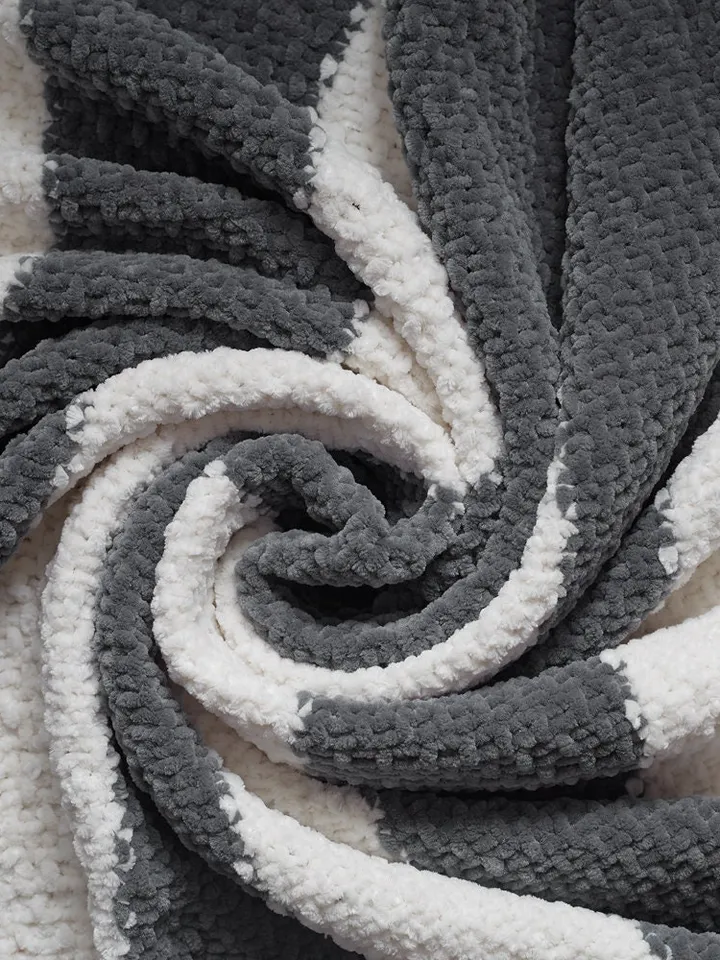 Grey white striped baby blanket
