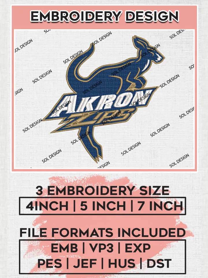 Akron Zips College Football Team Mascot Logo embroidery designs, NCAA Akron Zips Logo Machine embroidery designs, NCAA Team Logo embroidery designs, NCAA Game Day Machine embroidery designs, Digital Download
