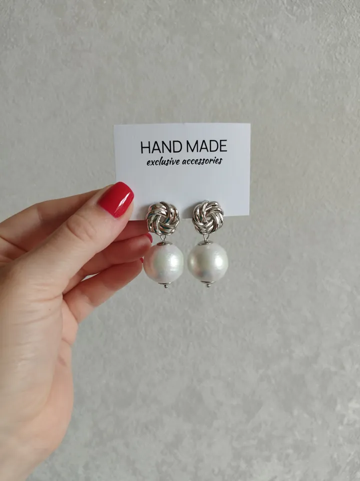 Wedding earrings, handmade earrings, japanese cotton pearl earrings, ready to ship