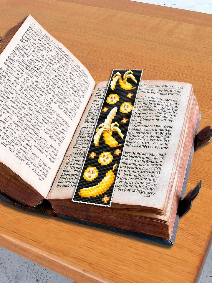 Bookmark banana cross stitch pattern PDF Tropical fruit cross stitch chart, Digital bookmark pattern instant download, Banana design #B141