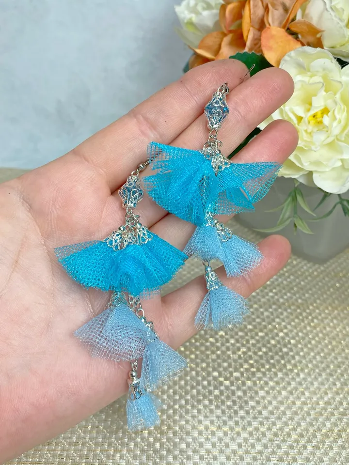 Handmade earrings. Fabric earrings. Bright earrings.