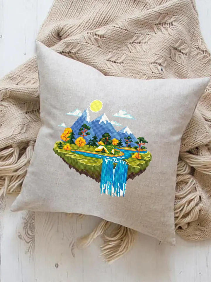 Nature cross stitch pattern download PDF Camping tent digital PDF Mountain landscape cross stitch Adventure awaits Summer travel stitch #L41