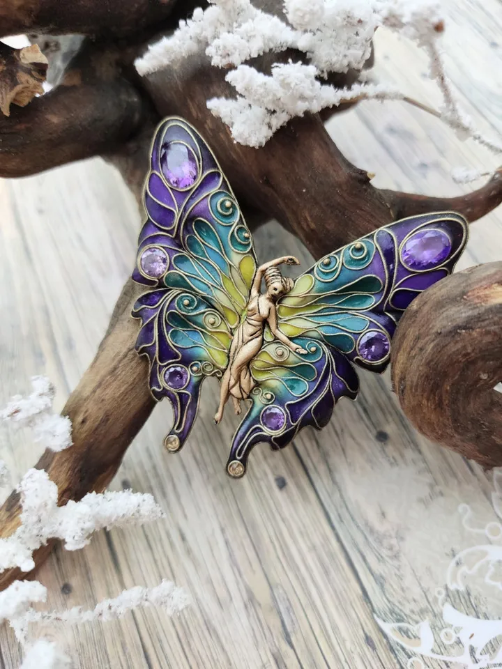 Vintage Butterfly, Wing Brooches, Fairy Butterfly, Brooch Amethyst, Jewelry butterfy