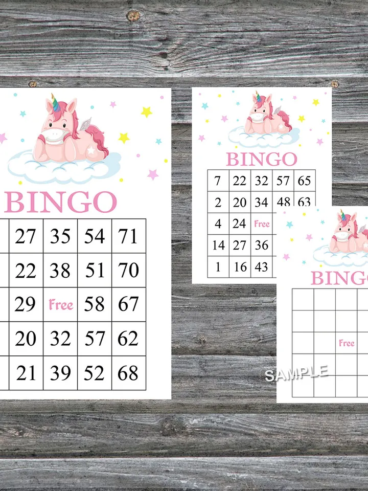 Unicorn bingo cards,Rainbow Unicorn bingo game,Unicorn printable bingo cards,60 Bingo Cards,INSTANT DOWNLOAD--319