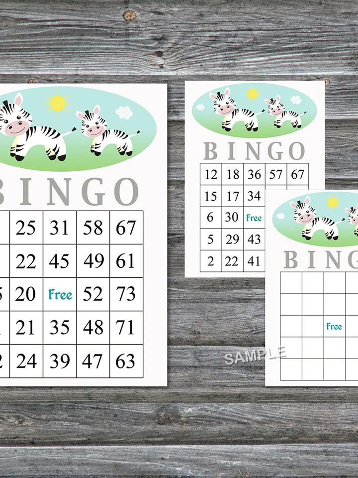 Zebra bingo cards,Zebra bingo game,Zebra Printable bingo cards,60 Bingo Cards,INSTANT DOWNLOAD--360