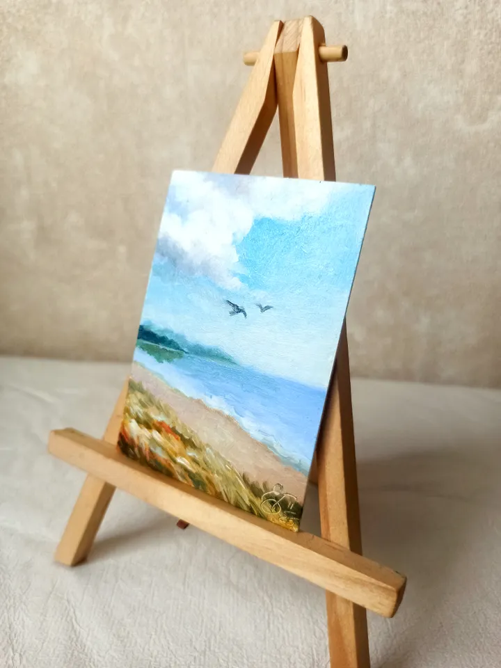 Original oil painting ACEO, Seascape, Collection card 2,5x3,5 in