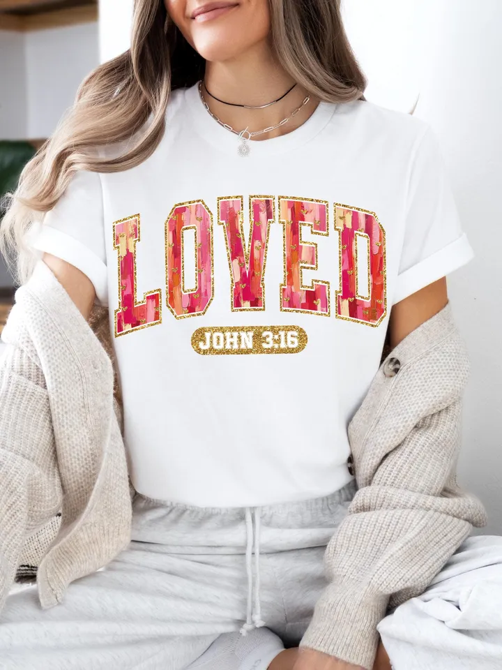 Christian Valentines Png, Loved John 3:16 Png, Bible Verse Png, XOXO Png, Brushstroke Valentine Png, Checkered Varsity Png, Digital File