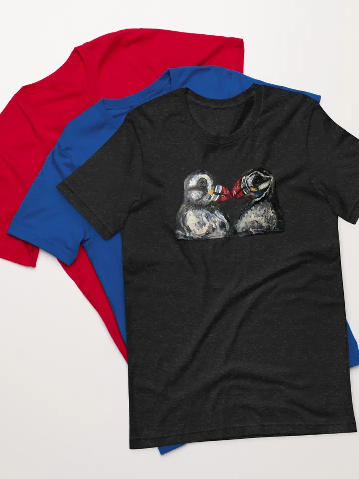 Puffins in love Unisex t-shirt,funny animals shirts,love gift t shirt,humor t shirts,animals painting,puffins in love t shirt,unique t shirt