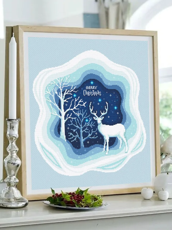 Winter landscape cross stitch pattern download PDF Winter forest pattern digital PDF, Christmas cross stitch chart, Nature landscape #L47