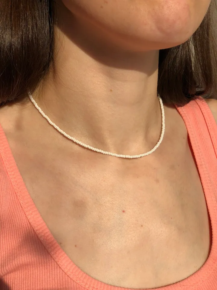 Layered beaded necklace set Gift white set necklace Minimalist necklaces Necklace christmas Necklace boho White chokers Trendy necklace set