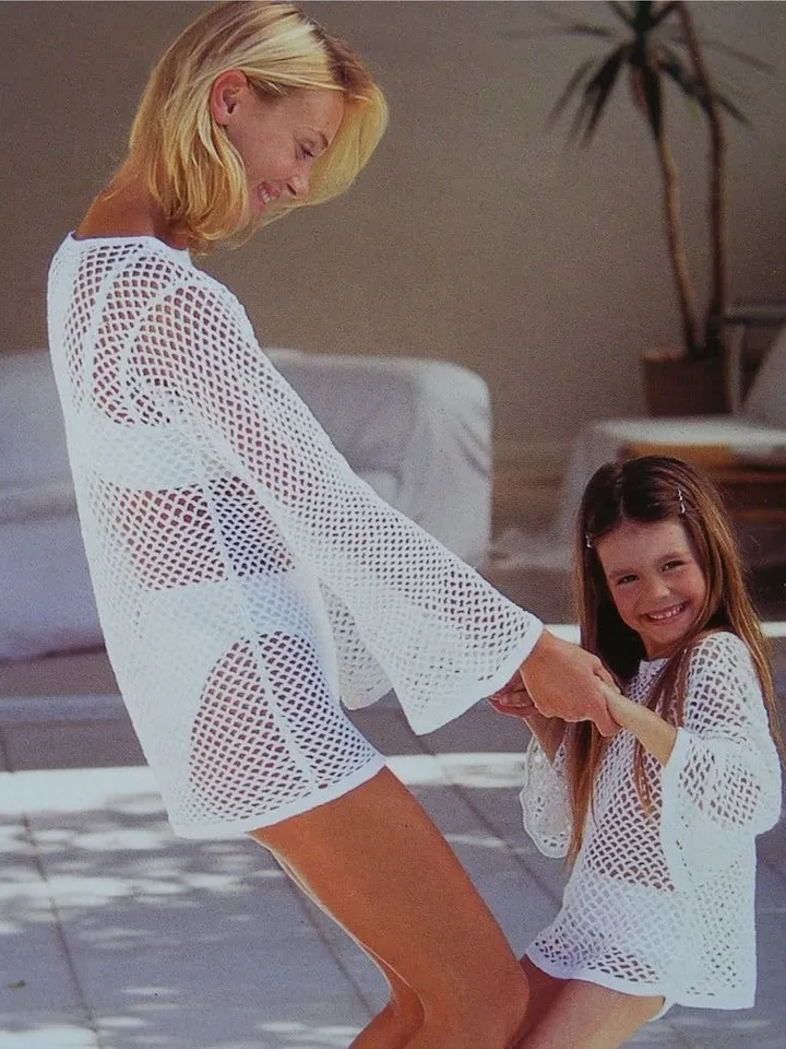 mesh Sweater Crochet Pattern Womens and Girls PDF Jumper, Beach and Bikini Cover Up