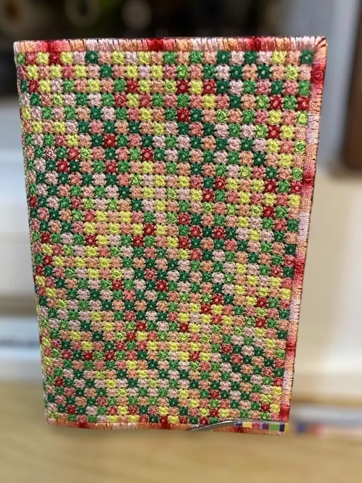 Machine embroidery design passport cover with diamond mosaic effect