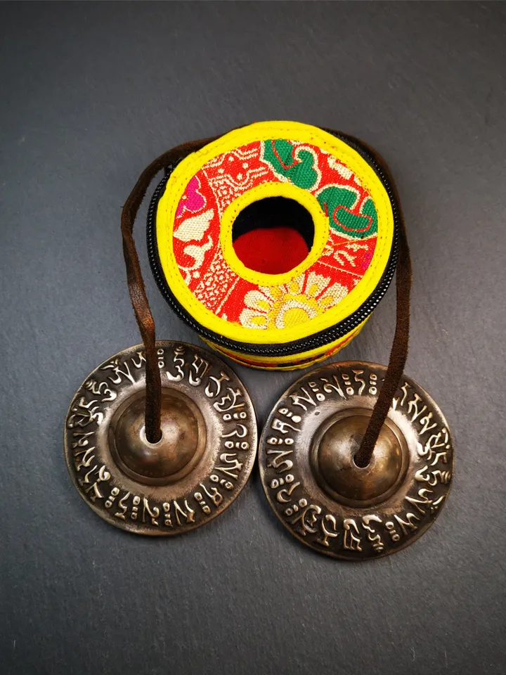 Gandhanra 7.4cm Tibetan Cymbals,OM Mantra Tingsha Bell,Buddhism Ritual Implement,Handmade in Nepal