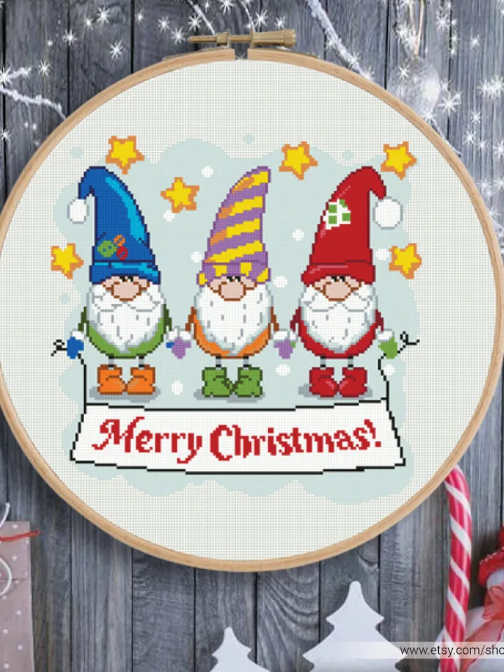 Gnomes New Year  Merry Christmas Cross stitch pattern | Embroidery Pattern | Instant Download | Embroidery Designs