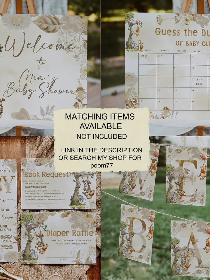 Winnie the Pooh Baby Shower Games; Winnie the Pooh Inspired; Printable Pooh Baby Shower Party Games; Honey Bear Shower Games; poom77