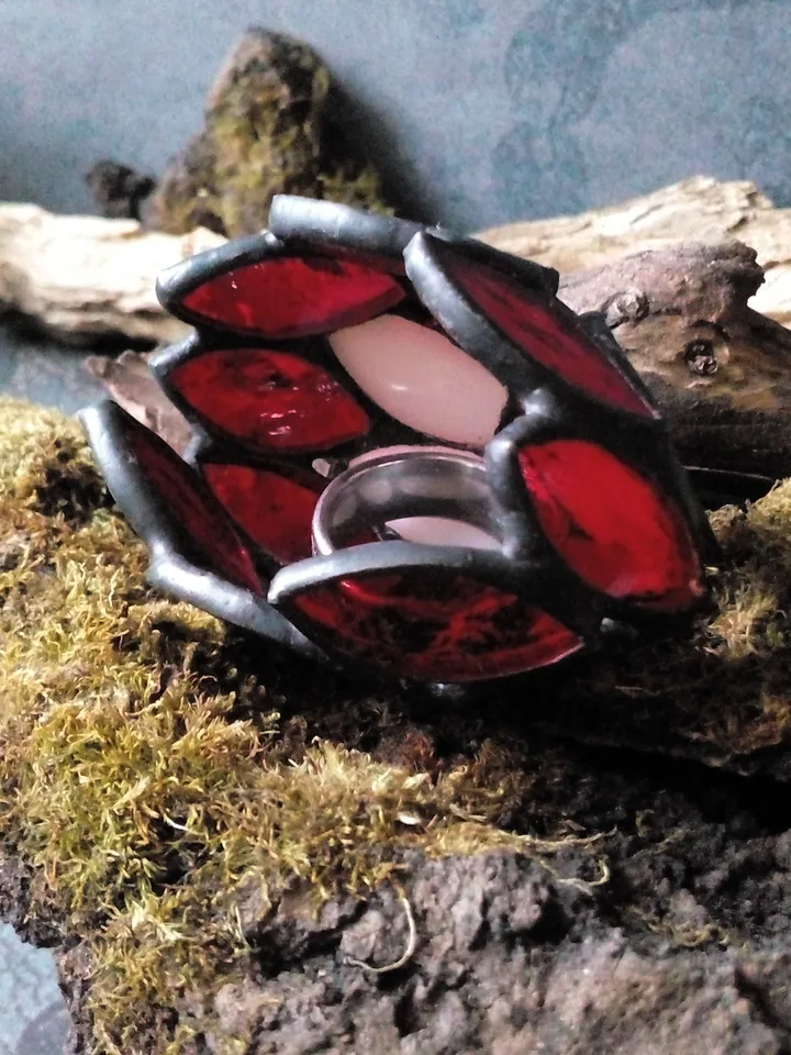 Dragon egg ring holder - handmade stained glass, home decor