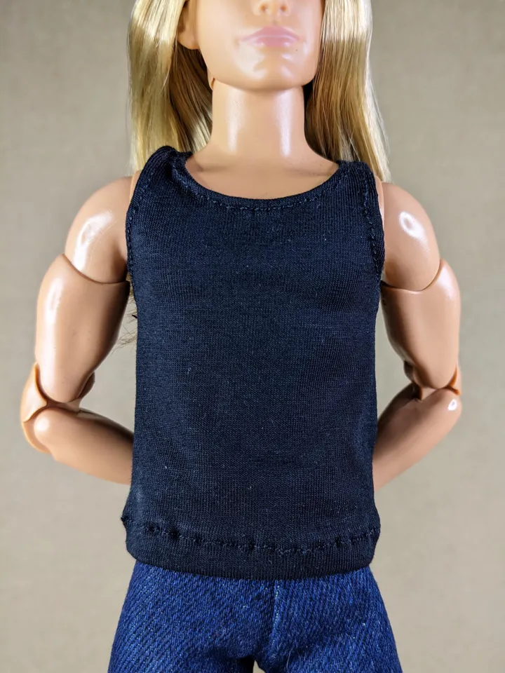 Black tank top for 12-inch fashion male dolls