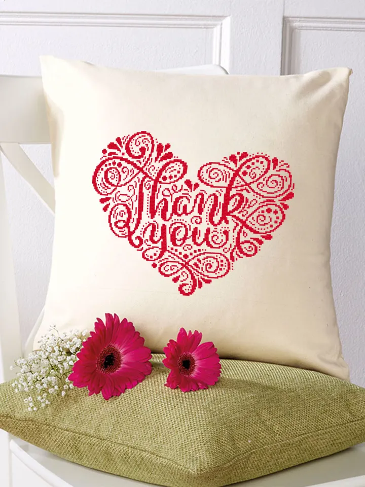 Heart thank you cross stitch pattern PDF download Heart mandala cross stitch chart, Heart embroidery digital PDF, Quote cross stitch #M233