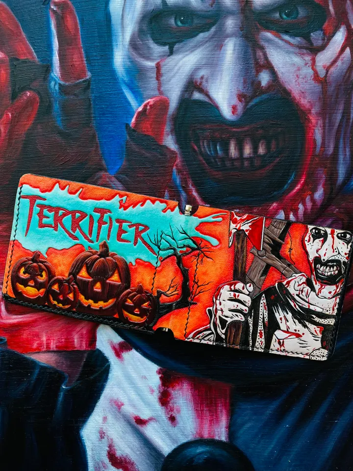 Wallet money clip leather Terrifier Art the Clown original handmade