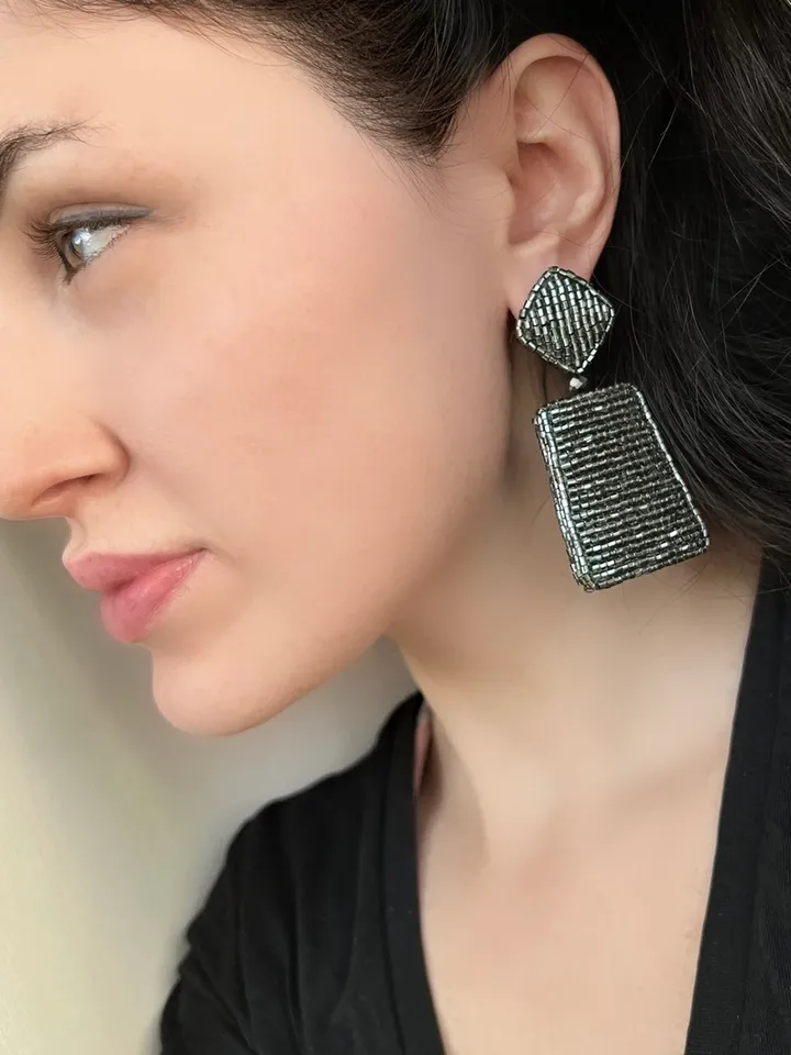 Trapezoid Beaded Earrings