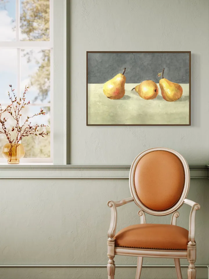 Pear Painting,Vintage Still Life, Farmhouse Kitchen, Vintage Art Print,Minimalist Poster, Art For Kitchen, Fruit Painting,Abstract Art Print