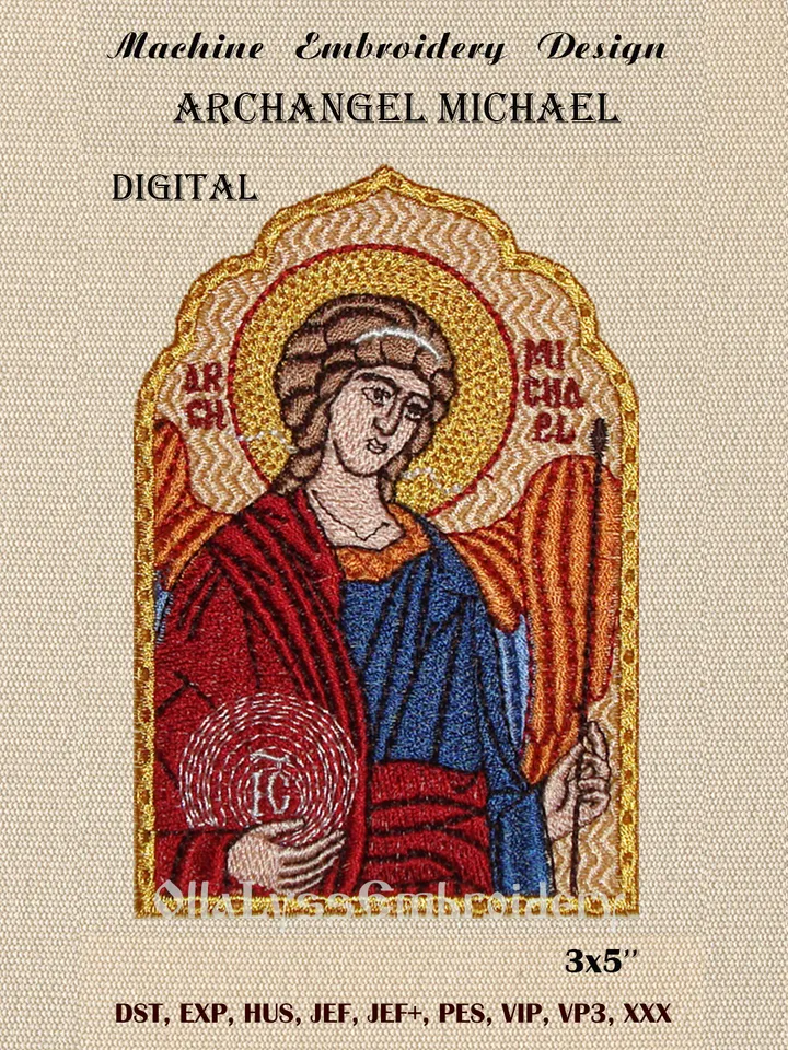 Archangel Michael embroidery design