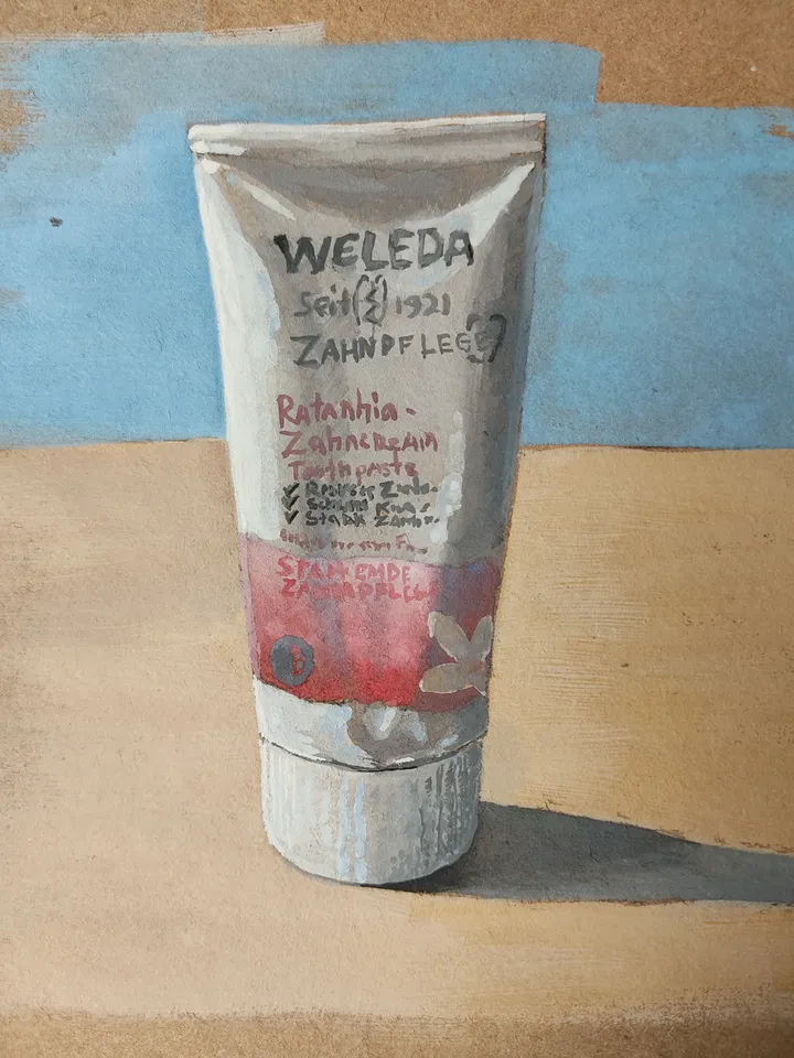 A Tube Of Toothpaste. Original gouache painting.