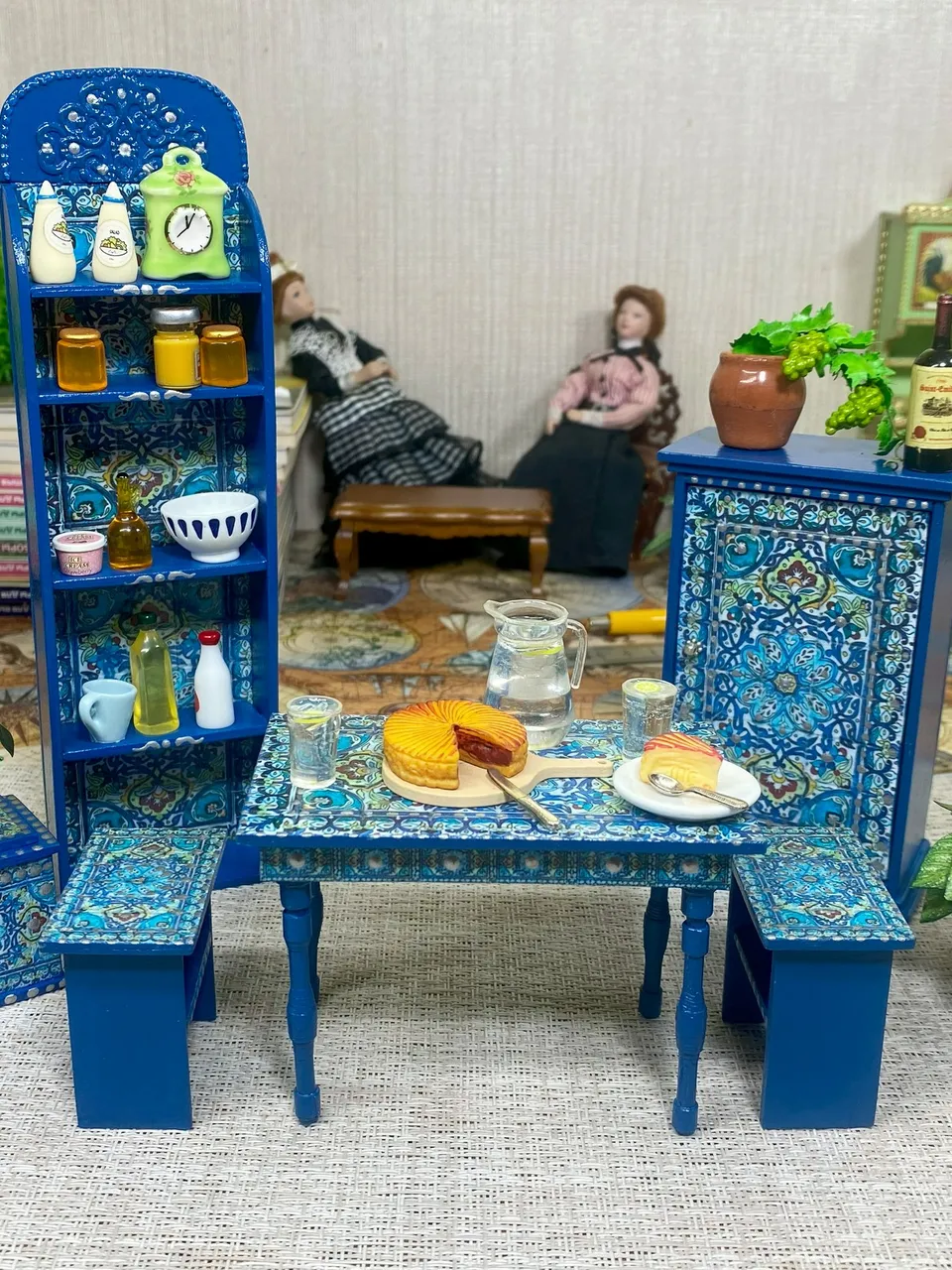Odoria Dollhouse Bookshelf With Books Miniature: 43Pcs 1/12 Scale Victorian Paper Notebooks For Antique Vintage Living Room Library Office - Mini Storage Shelf Retro Furniture With School Supplies