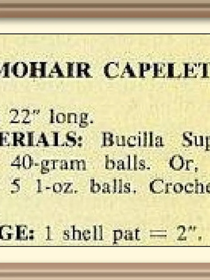 Vintage Crochet Pattern Mohair Capelet Digital Download PDF