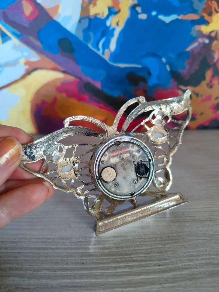 Miniature boudoir clocks,Vintage clock,quartz watch,Butterflyco style,metal watches,watches for collection,antique watch,clockwork hook
