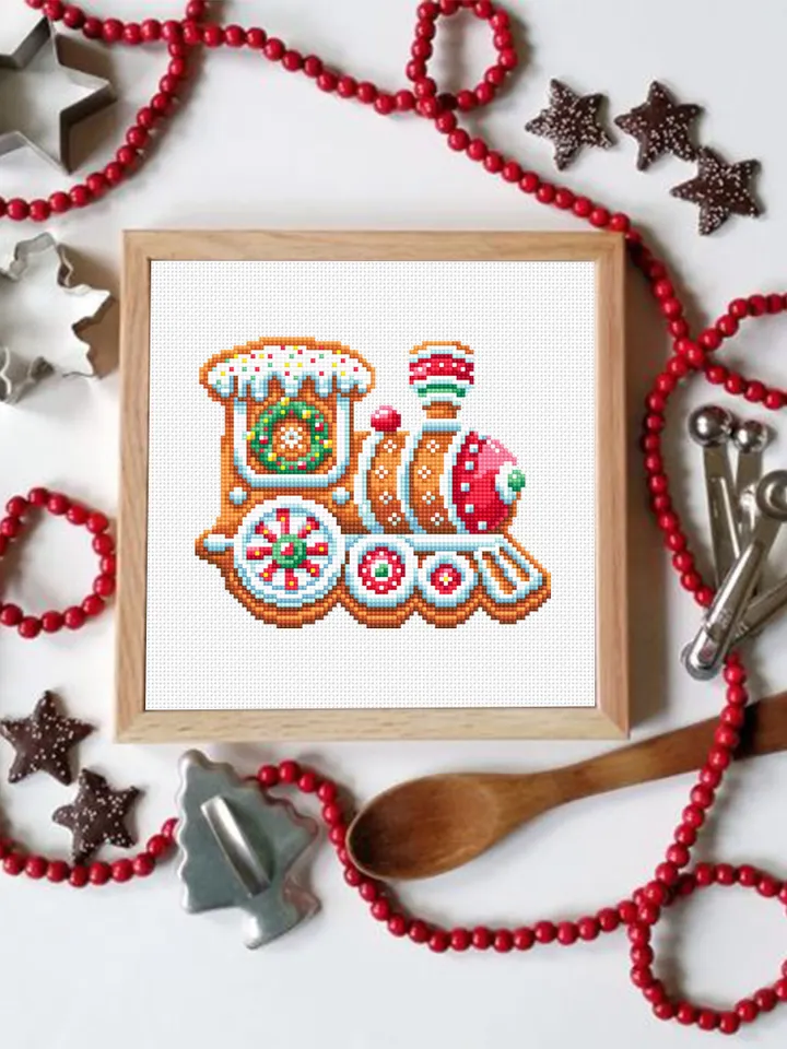 Christmas train cross stitch pattern download PDF Gingerbread cross stitch chart, Christmas pattern digital PDF, Gingerbread decor #N140