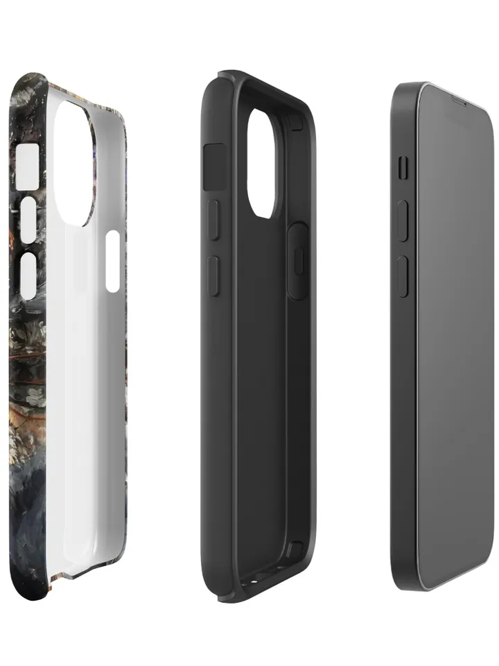 Funny cyberpunk cat Tough iPhone case,made from my own painting on glass,unique gift.