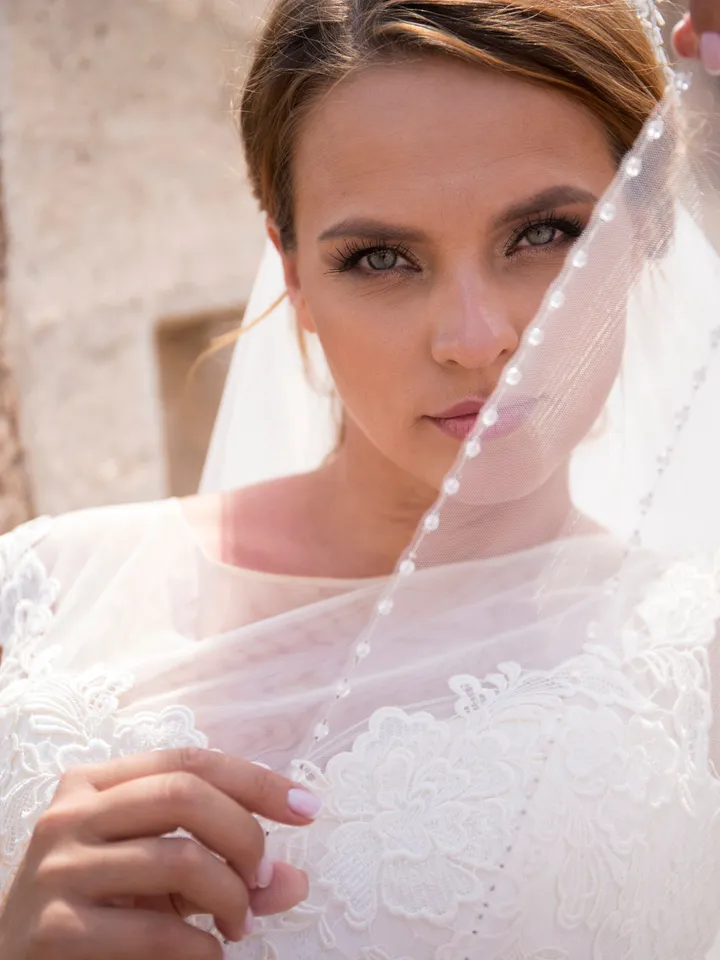 Beaded wedding veil rhinestone bridal veil ivory veil elbow length veil fingertip length veil bride white headpiece cathedral veil- 900130