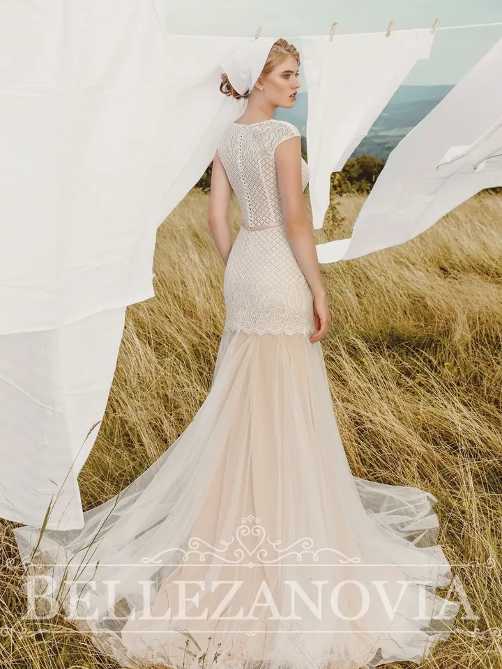 Mermaid wedding dress, Bohemian Wedding Dress, Wedding Gown, Ivory Lace Dress, Vintage Style Dress, Rustic wedding dress, Boho wedding dress